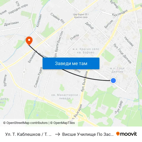 Ул. Т. Каблешков / T. Kableshkov St. (0484) to Висше Училище По Застраховане И Финанси map