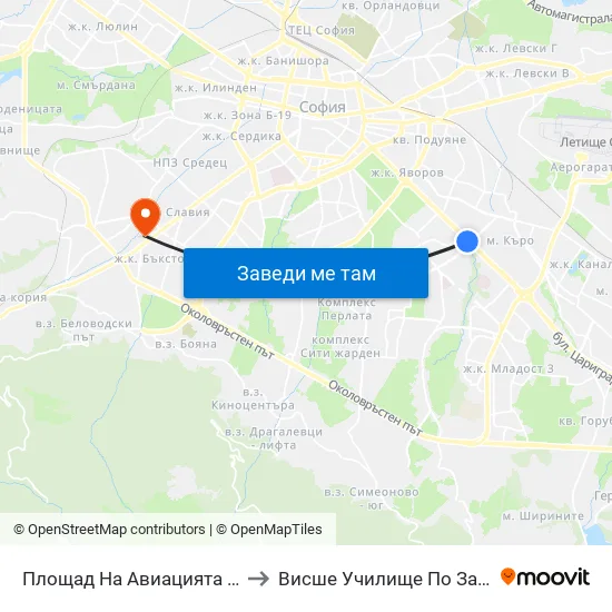 Площад На Авиацията / Aviation Square (1259) to Висше Училище По Застраховане И Финанси map