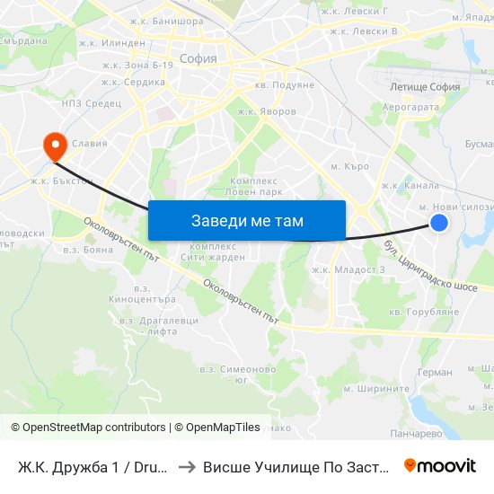Ж.К. Дружба 1 / Druzhba 1 Qr. (0605) to Висше Училище По Застраховане И Финанси map