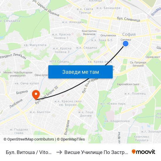 Бул. Витоша / Vitosha Blvd. (2826) to Висше Училище По Застраховане И Финанси map