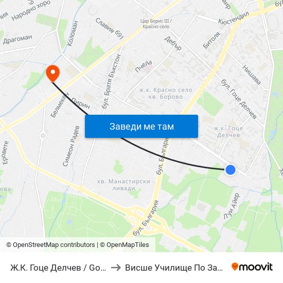 Ж.К. Гоце Делчев / Gotse Delchev Qr. (0599) to Висше Училище По Застраховане И Финанси map