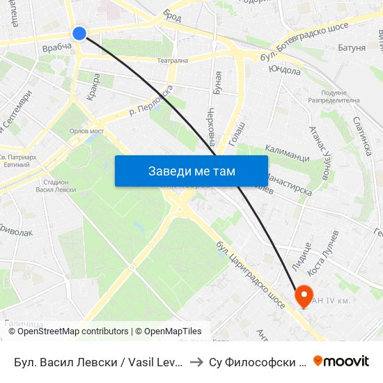 Бул. Васил Левски / Vasil Levski Blvd. (0298) to Су Философски Факултет map