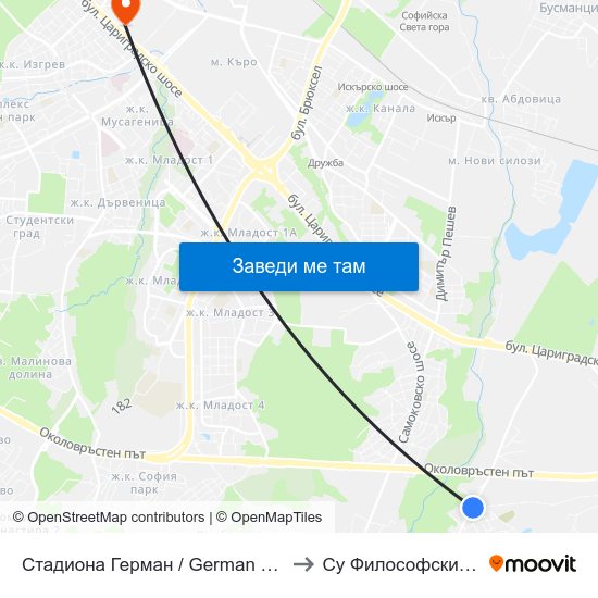 Стадиона Герман / German Stadium (1037) to Су Философски Факултет map