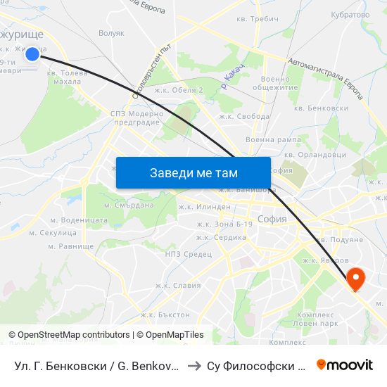 Ул. Г. Бенковски / G. Benkovski St. (1906) to Су Философски Факултет map
