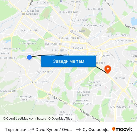 Търговски Ц-Р Овча Купел / Ovcha Kupel Shopping Centre (0211) to Су Философски Факултет map