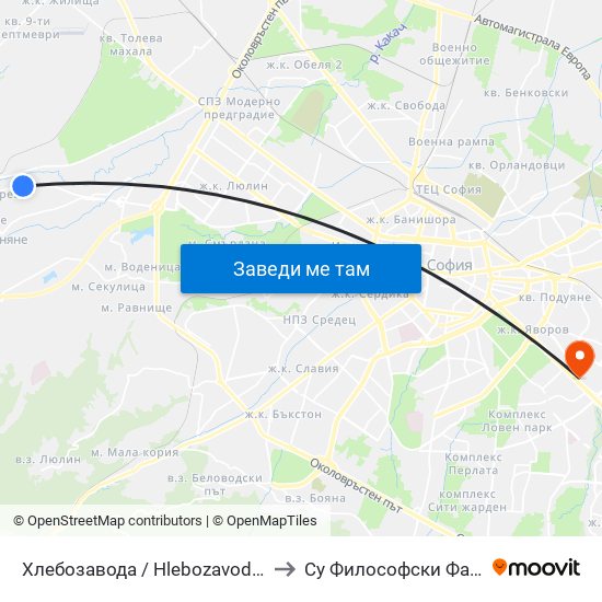 Хлебозавода / Hlebozavoda (2317) to Су Философски Факултет map