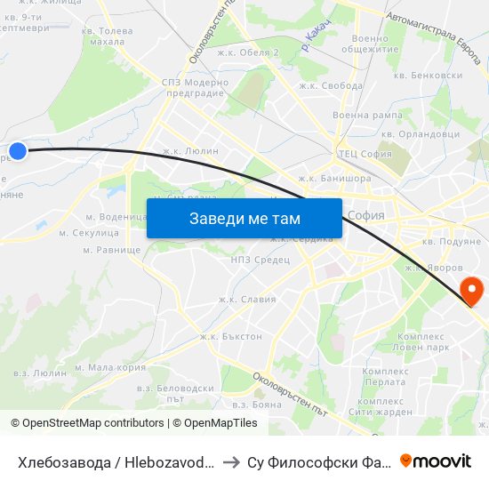 Хлебозавода / Hlebozavoda (2316) to Су Философски Факултет map