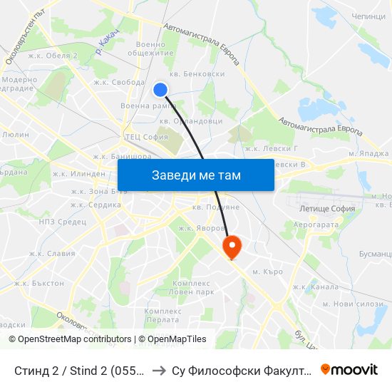 Стинд 2 / Stind 2 (0551) to Су Философски Факултет map