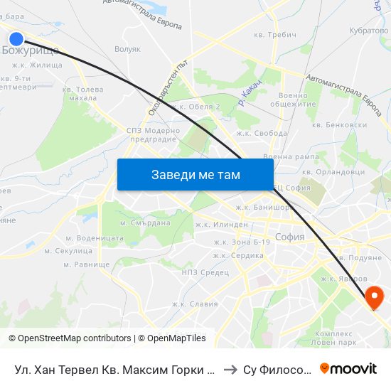 Ул. Хан Тервел Кв. Максим Горки / Khan Tervel St. Maxim Gorky Qr. (2503) to Су Философски Факултет map