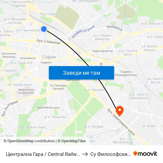 Централна Гара / Central Railway Station (6220) to Су Философски Факултет map