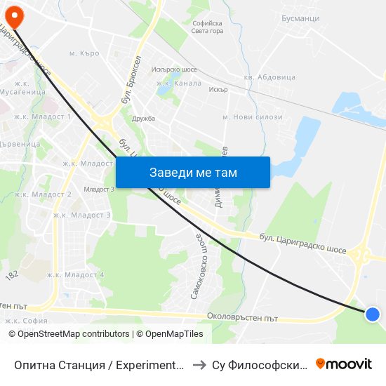 Опитна Станция / Experimental Station (1207) to Су Философски Факултет map