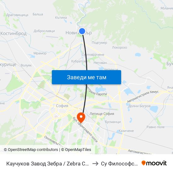 Каучуков Завод Зебра / Zebra Caouchouc Factory (0798) to Су Философски Факултет map