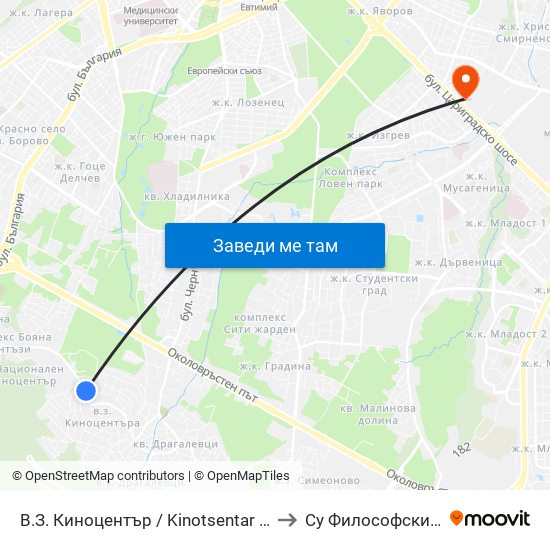 В.З. Киноцентър / Kinotsentar Villa Zone (0413) to Су Философски Факултет map