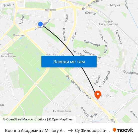 Военна Академия / Military Academy (0441) to Су Философски Факултет map