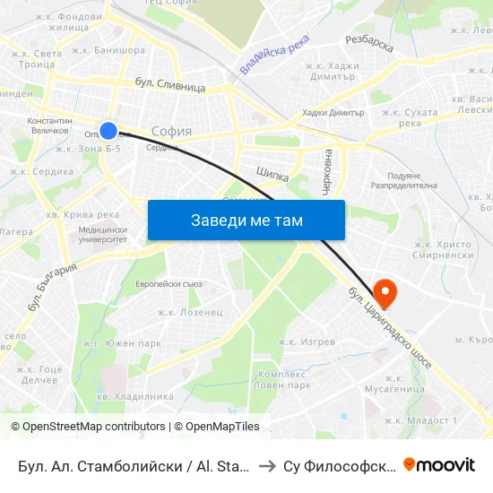 Бул. Ал. Стамболийски / Al. Stamboliyski Blvd. (0284) to Су Философски Факултет map