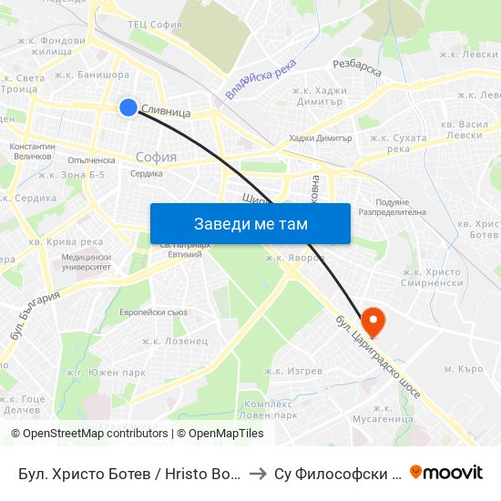 Бул. Христо Ботев / Hristo Botev Blvd. (0382) to Су Философски Факултет map