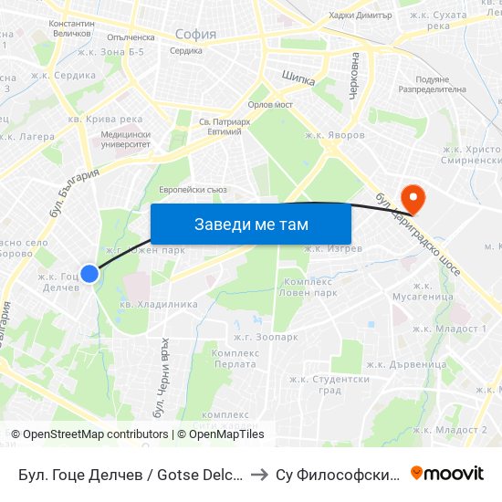 Бул. Гоце Делчев / Gotse Delchev Blvd. (0309) to Су Философски Факултет map