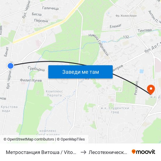 Метростанция Витоша / Vitosha Metro Station (2654) to Лесотехнически Университет map