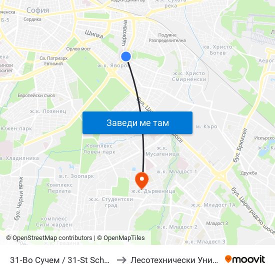 31-Во Сучем / 31-St School (0092) to Лесотехнически Университет map