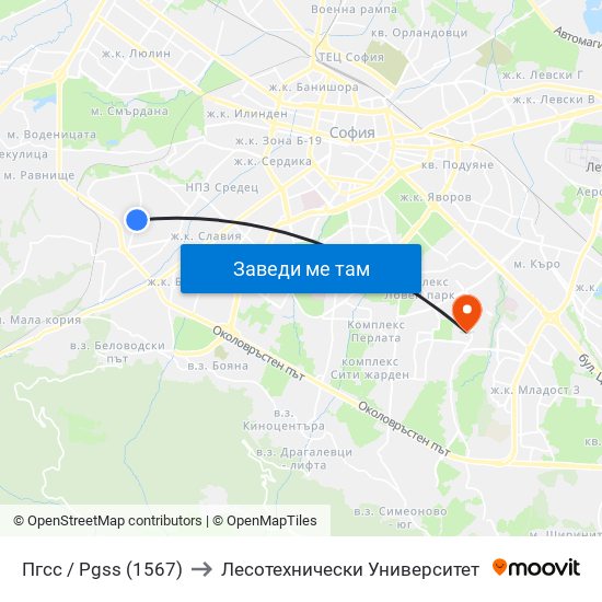 Пгсс / Pgss (1567) to Лесотехнически Университет map