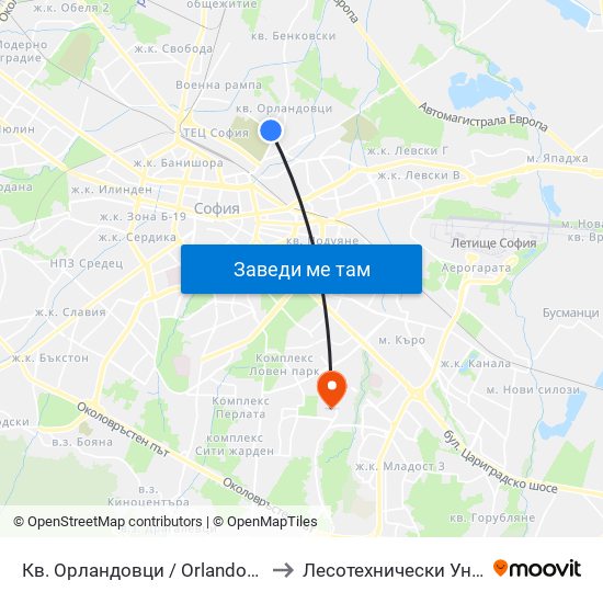 Кв. Орландовци / Orlandovtsi Qr. (0884) to Лесотехнически Университет map