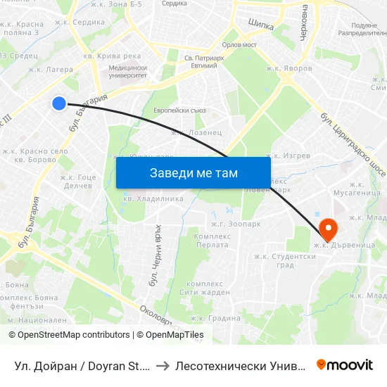 Ул. Дойран / Doyran St. (1935) to Лесотехнически Университет map