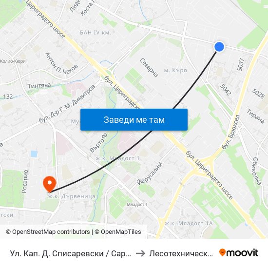 Ул. Кап. Д. Списаревски / Capt. S. Spisarevski St. (1979) to Лесотехнически Университет map
