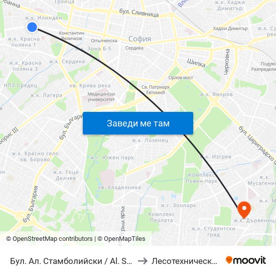 Бул. Ал. Стамболийски / Al. Stamboliyski Blvd. (0282) to Лесотехнически Университет map