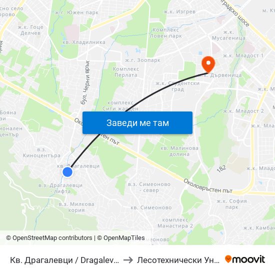 Кв. Драгалевци / Dragalevtsi Qr. (0837) to Лесотехнически Университет map