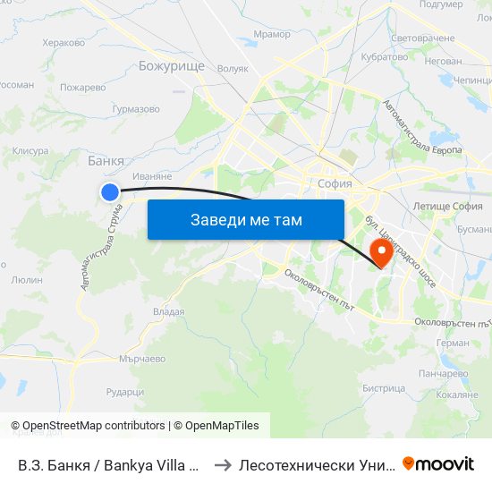В.З. Банкя / Bankya Villa Zone (0431) to Лесотехнически Университет map