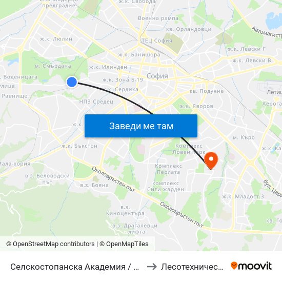 Селскостопанска Академия / Academy Of Agriculture (2289) to Лесотехнически Университет map