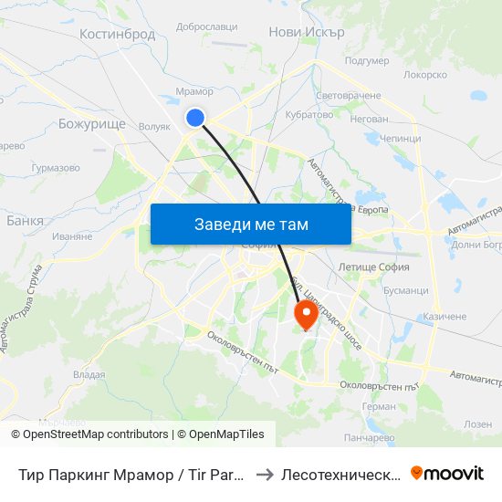 Тир Паркинг Мрамор / Tir Parking Mramor Village (2690) to Лесотехнически Университет map