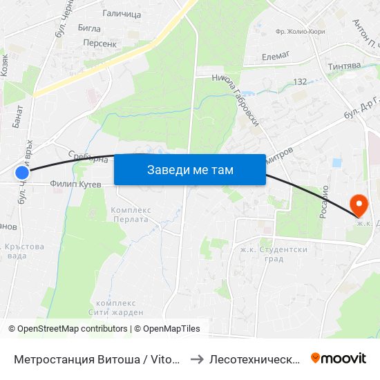 Метростанция Витоша / Vitosha Metro Station (2756) to Лесотехнически Университет map
