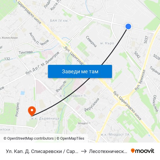 Ул. Кап. Д. Списаревски / Capt. S. Spisarevski St. (1983) to Лесотехнически Университет map
