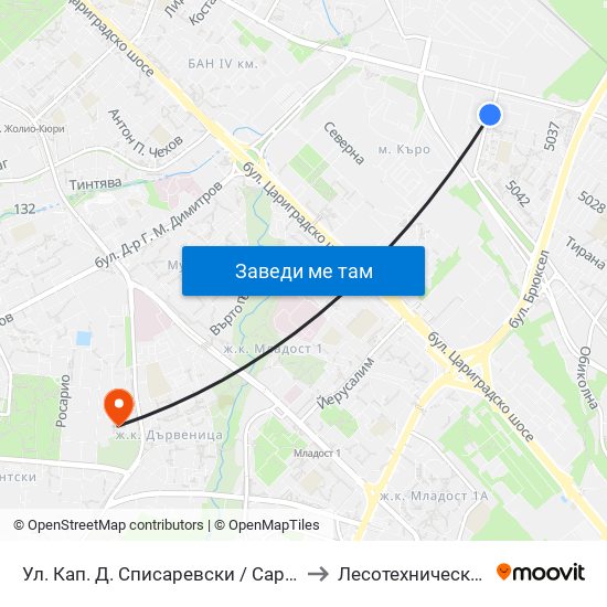 Ул. Кап. Д. Списаревски / Capt. S. Spisarevski St. (1986) to Лесотехнически Университет map