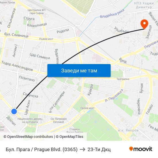 Бул. Прага / Prague Blvd. (0365) to 23-Ти Дкц map