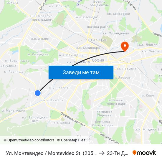 Ул. Монтевидео / Montevideo St. (2050) to 23-Ти Дкц map