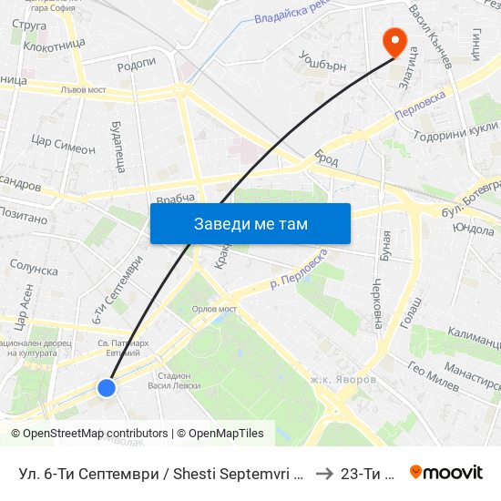 Ул. 6-Ти Септември / Shesti Septemvri St. (1807) to 23-Ти Дкц map