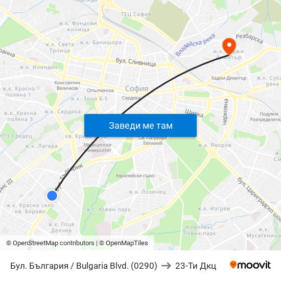 Бул. България / Bulgaria Blvd. (0290) to 23-Ти Дкц map