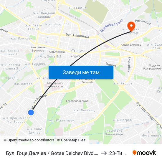 Бул. Гоце Делчев / Gotse Delchev Blvd. (0313) to 23-Ти Дкц map