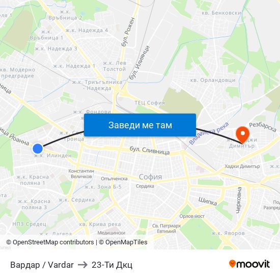 Вардар / Vardar to 23-Ти Дкц map