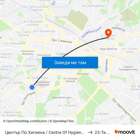 Център По Хигиена / Centre Of Hygiene (2342) to 23-Ти Дкц map