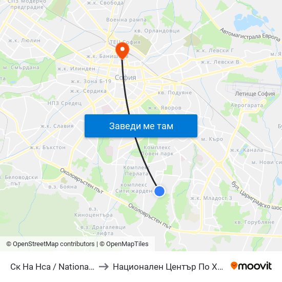 Ск На Нса / National Sports Academy (1609) to Национален Център По Хематология И Трансфузиология map