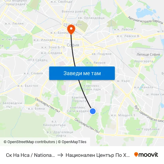 Ск На Нса / National Sports Academy (1609) to Национален Център По Хематология И Трансфузиология map