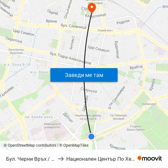 Бул. Черни Връх / Cherni Vrah Blvd. (0395) to Национален Център По Хематология И Трансфузиология map