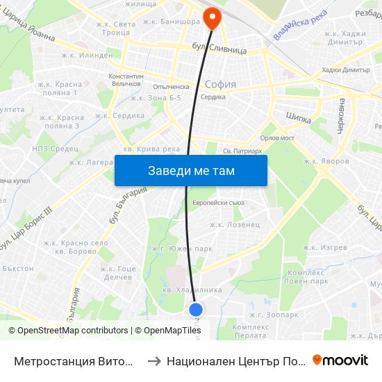 Метростанция Витоша / Vitosha Metro Station (2756) to Национален Център По Хематология И Трансфузиология map