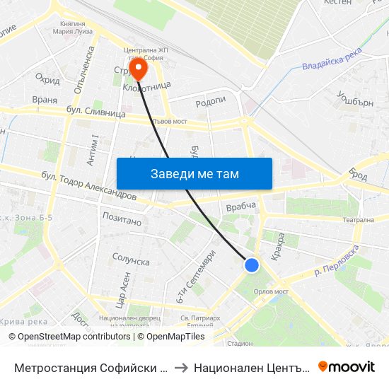 Метростанция Софийски Университет / Sofia University Metro Station (2827) to Национален Център По Хематология И Трансфузиология map