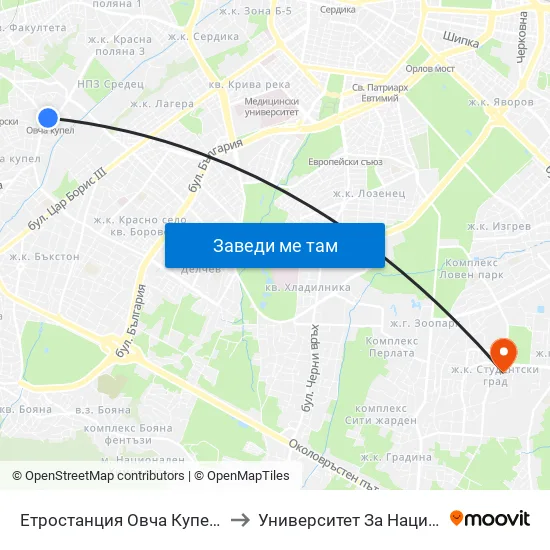 Ⓜ️ Метростанция Овча Купел / Ovcha Kupel Metro Station  (0352) to Университет За Национално И Световно Стопанство map