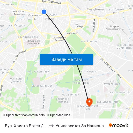 Бул. Христо Ботев / Hristo Botev Blvd. (0383) to Университет За Национално И Световно Стопанство map