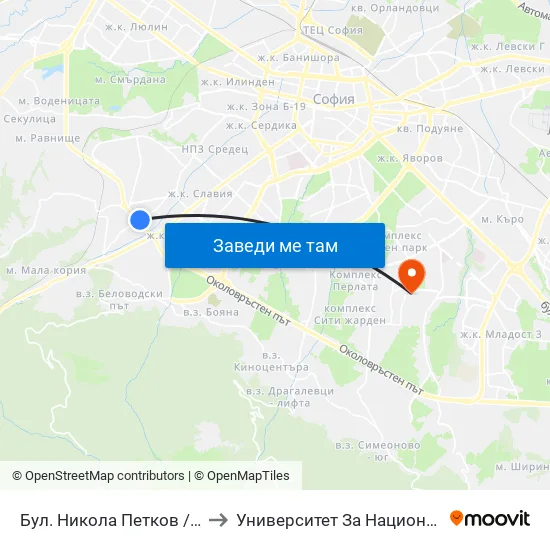 Бул. Никола Петков / Nikola Petkov Blvd. (0346) to Университет За Национално И Световно Стопанство map